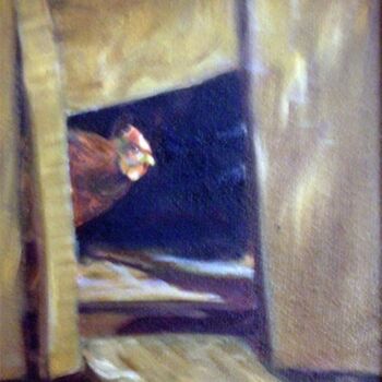 Painting titled "Elizabeth's Chicken" by Don Bourret, Original Artwork, Oil