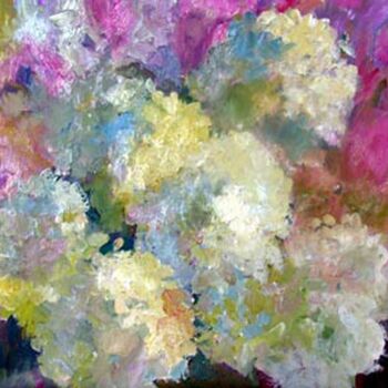 Картина под названием "Hydrangeas #6" - Don Bourret, Подлинное произведение искусства, Масло