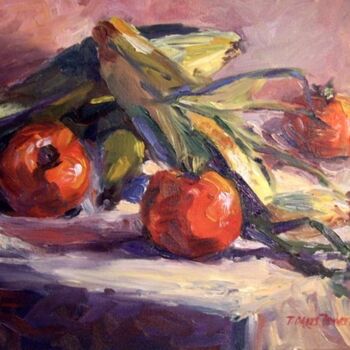 제목이 "Corn & Tomatoes"인 미술작품 Don Bourret로, 원작, 기름