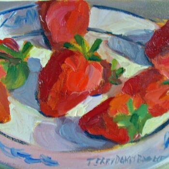 Pintura intitulada "Strawberries III" por Don Bourret, Obras de arte originais, Óleo