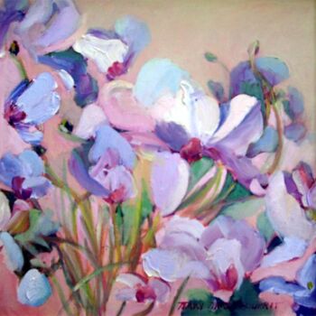 Painting titled "Cyclamen II" by Don Bourret, Original Artwork, Oil
