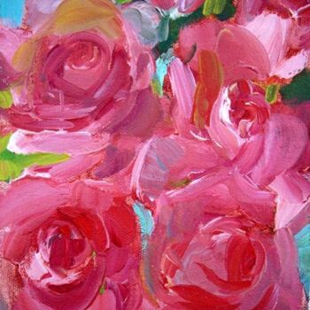 Ζωγραφική με τίτλο "New Roses I" από Don Bourret, Αυθεντικά έργα τέχνης, Λάδι