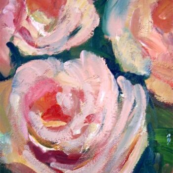 绘画 标题为“Lynda's Roses #9” 由Don Bourret, 原创艺术品, 油