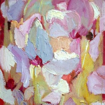 Painting titled "Cyclamen IV" by Don Bourret, Original Artwork, Oil