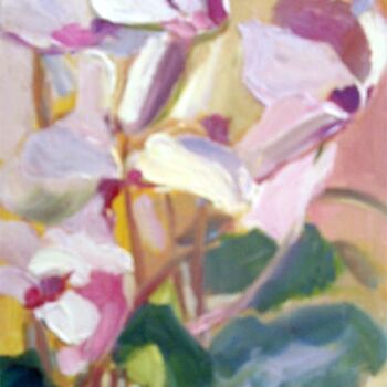 Painting titled "Cyclamen V" by Don Bourret, Original Artwork, Oil