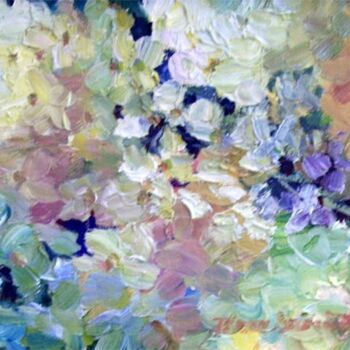 Painting titled "Hydrangeas #11" by Don Bourret, Original Artwork, Oil