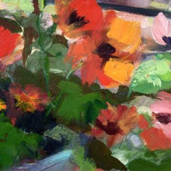 Painting titled "Poppies" by Don Bourret, Original Artwork, Oil