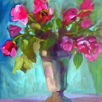 Painting titled "Roses" by Don Bourret, Original Artwork, Oil