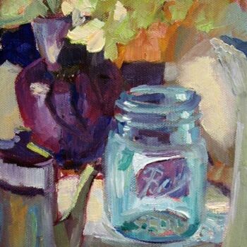Painting titled "Ball Jar" by Don Bourret, Original Artwork, Oil