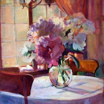 Painting titled "Peonies In A Glass…" by Don Bourret, Original Artwork