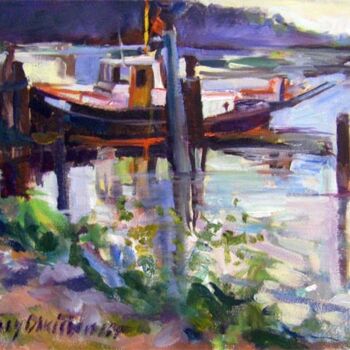 Malerei mit dem Titel "Rocky Hill Ferry At…" von Don Bourret, Original-Kunstwerk