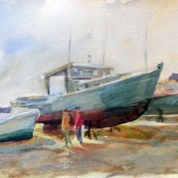 「Dry Docked With Two…」というタイトルの絵画 Don Bourretによって, オリジナルのアートワーク, オイル