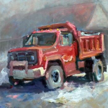 Pintura intitulada "Big Red" por Don Bourret, Obras de arte originais, Óleo