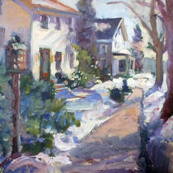Pintura intitulada "Main Street" por Don Bourret, Obras de arte originais, Óleo