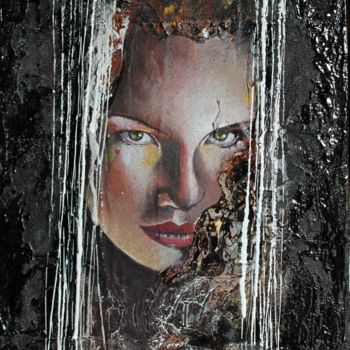 Pittura intitolato "portrait - woman" da Donatella Marraoni, Opera d'arte originale, Smalto