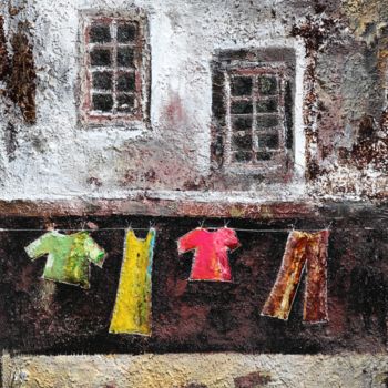 Pittura intitolato "io resto a casa" da Donatella Marraoni, Opera d'arte originale, Olio