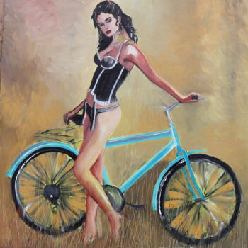 Pittura intitolato "my new bike." da Donatella Marraoni, Opera d'arte originale, Olio