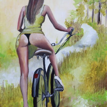 Pittura intitolato "my new bike is...fo…" da Donatella Marraoni, Opera d'arte originale, Olio