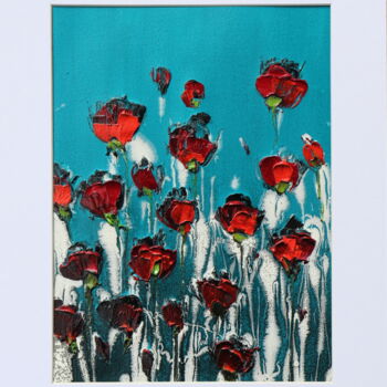 제목이 "blue poppies"인 미술작품 Donatella Marraoni로, 원작, 기름