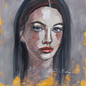 Painting titled "blue eyes" by Donatella Marraoni, Original Artwork, Oil