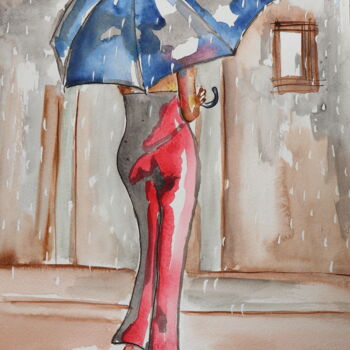 Pintura intitulada "ombrello II" por Donatella Marraoni, Obras de arte originais, Aquarela