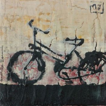 Картина под названием "bicicletta gialla" - Donatella Marraoni, Подлинное произведение искусства, Масло