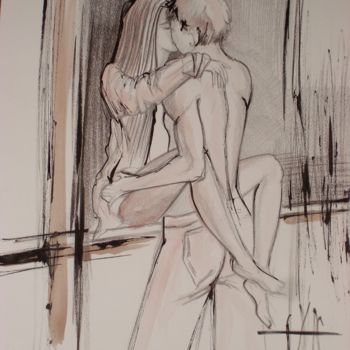 Malerei mit dem Titel "Kiss" von Donatella Marraoni, Original-Kunstwerk, Acryl
