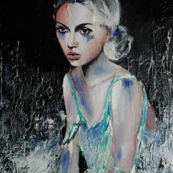 Painting titled "melancholy" by Donatella Marraoni, Original Artwork, Enamel