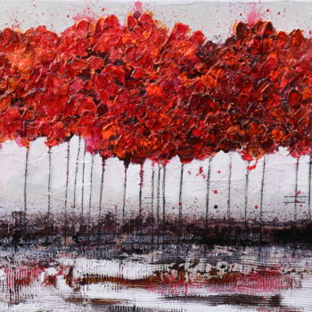 Peinture intitulée "Red Tree" par Donatella Marraoni, Œuvre d'art originale, Autre