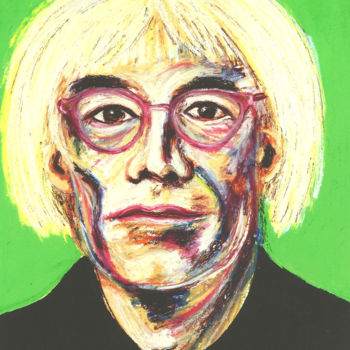 Drawing titled ""Andy Warhol"" by Don David Young (dondavid), Original Artwork, Oil Mounted on Other rigid panel