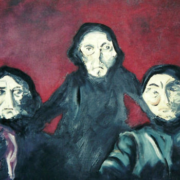 Painting titled ""Three Witches"" by Don David Young (dondavid), Original Artwork, Oil Mounted on Wood Stretcher frame