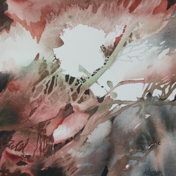Ζωγραφική με τίτλο "Lichen" από Donna Acheson Juillet, Αυθεντικά έργα τέχνης, Ακουαρέλα