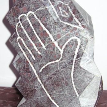 Sculpture titled "idole aux pictogram…" by Bertrand Donnot, Original Artwork, Paper