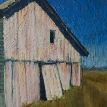 Painting titled "Minnesota Barn" by Donovan, Original Artwork, Oil Mounted on Wood Stretcher frame