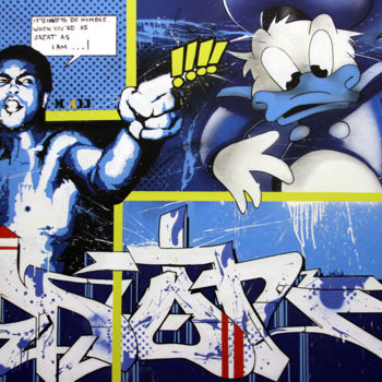 Schilderij getiteld "Muhamad Ali versus…" door Don, Origineel Kunstwerk, Graffiti