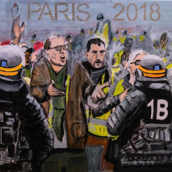 Malerei mit dem Titel "paris 2018 les inte…" von Rey, Original-Kunstwerk, Acryl Auf Metall montiert