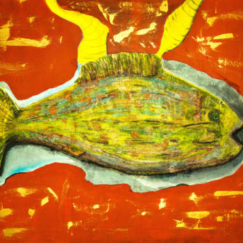 Peinture intitulée "F***g Golden Fish" par Rey, Œuvre d'art originale, Acrylique