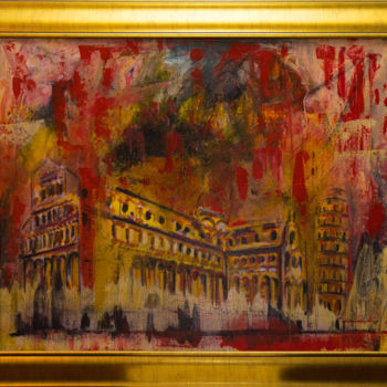 Painting titled "pisa-in-flame" by Rey, Original Artwork, Acrylic