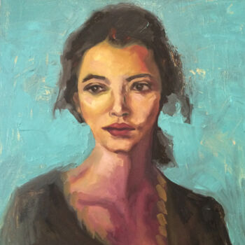 Painting titled "Portrait" by Donya Mo, Original Artwork, Oil
