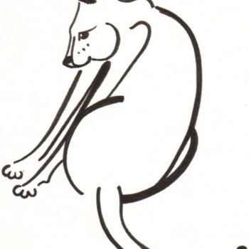 Drawing titled "Dog Cat" by Adelia Turnbull, Original Artwork