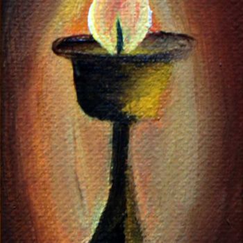 Painting titled "Prière Lampe" by Dookar Dickyi, Original Artwork