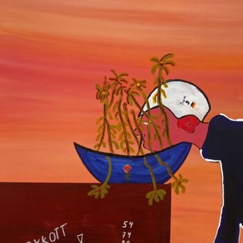 Malerei mit dem Titel "Boykott Katar" von Dopamin, Original-Kunstwerk, Acryl