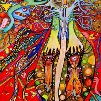 Peinture intitulée ""Astral incubator"" par Dora Mandragora, Œuvre d'art originale, Aquarelle