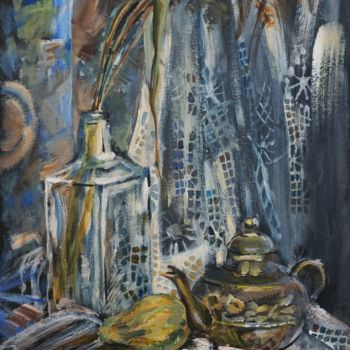 Painting titled "Lacy Still Life" by Dora Stork, Original Artwork, Acrylic