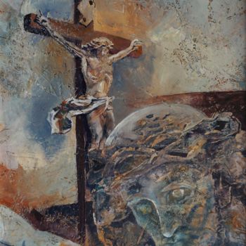 Malerei mit dem Titel "Crucifix Of Haviheg…" von Dora Stork, Original-Kunstwerk, Wachs