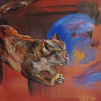 Painting titled "The Hunter" by Dora Stork, Original Artwork, Acrylic