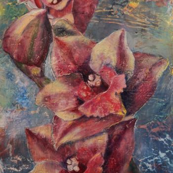 Painting titled "Orchid III." by Dora Stork, Original Artwork, Wax