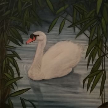 Peinture intitulée "Gracieuse blancheur" par Mélanie Cavalec, Œuvre d'art originale, Huile