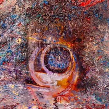 Painting titled "Astral explosion" by Dorienne Carmel, Original Artwork, Oil Mounted on Wood Stretcher frame