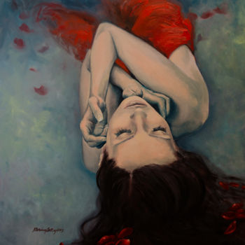 Painting titled "Swinging in Red" by Dorina Costras, Original Artwork, Oil